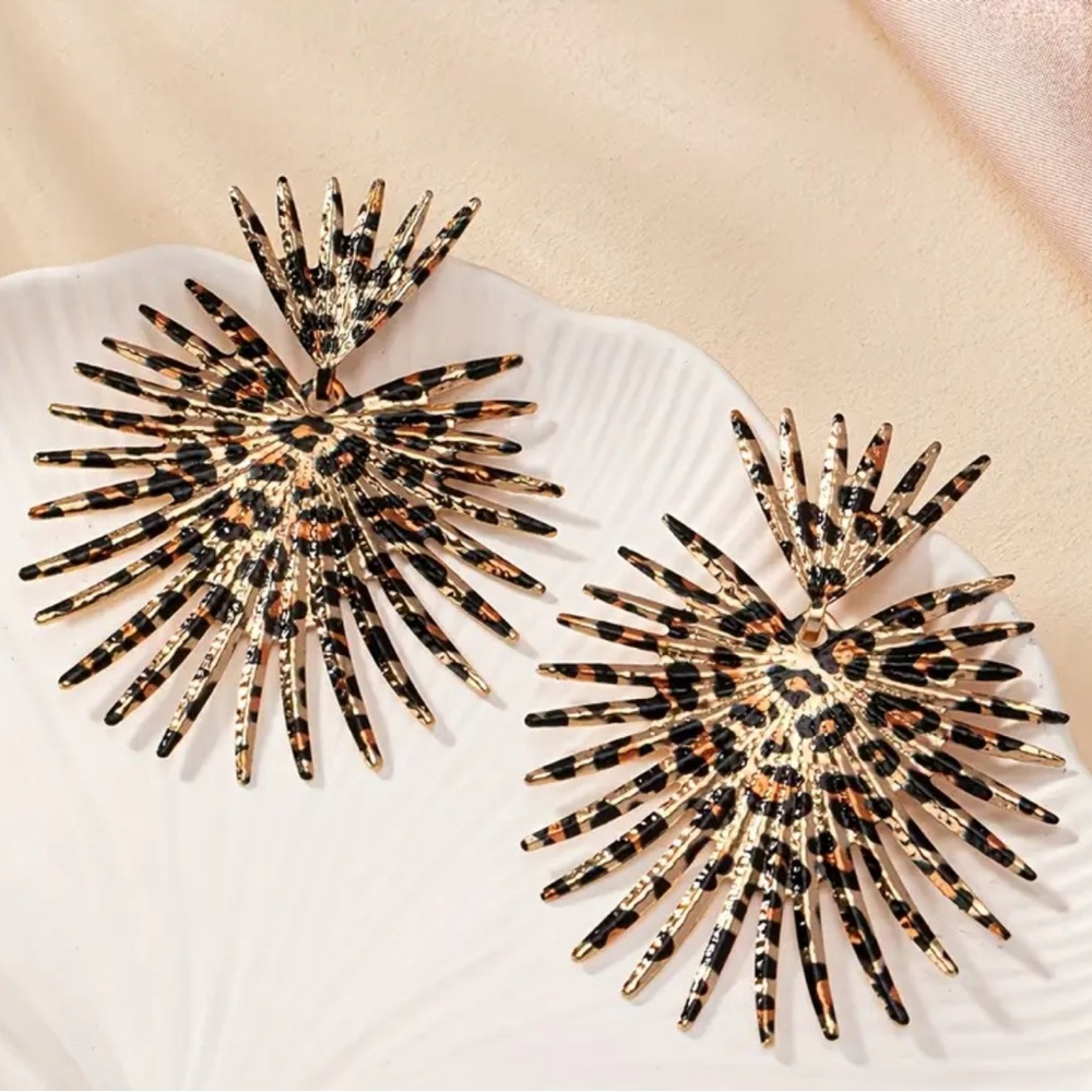 Leopard Print Statement Earrings - image 3
